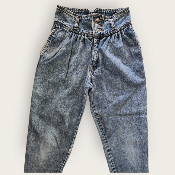 Jordache Jeans Girls Sz 8 Blue No Exit Tapered Hi-rise Pleated VTG 100% Cotton - Picture 4 of 7